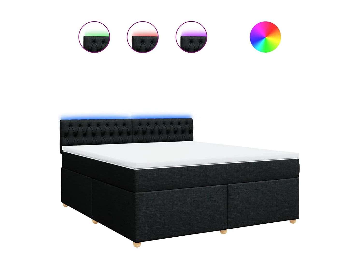 Sommier à lattes de lit avec matelas Noir 180x200 cm Tissu