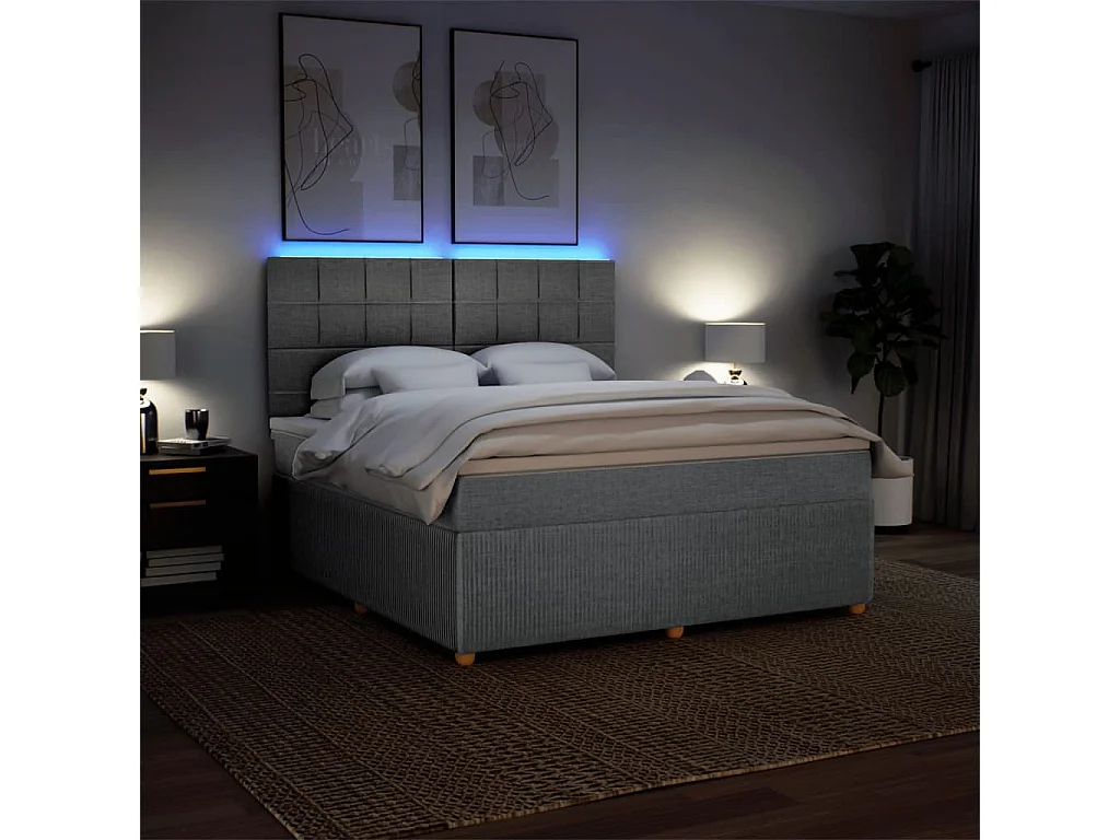 Sommier à lattes de lit avec matelas Gris clair 180x200cm Tissu