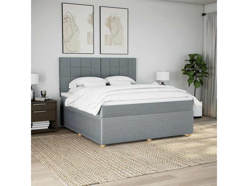 Sommier à lattes de lit avec matelas Gris clair 180x200cm Tissu