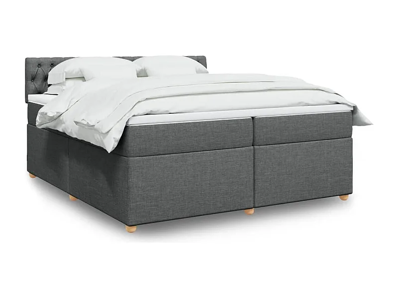 Sommier à lattes de lit avec matelas Gris foncé 200x200cm Tissu