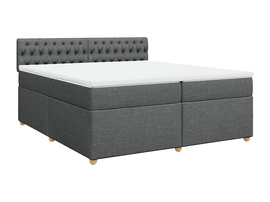 Sommier à lattes de lit avec matelas Gris foncé 200x200cm Tissu