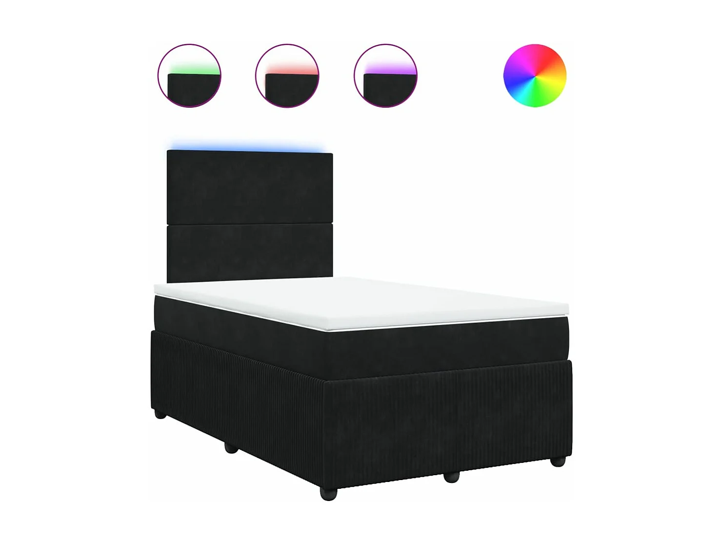 Sommier à lattes de lit avec matelas noir 120x190 cm velours