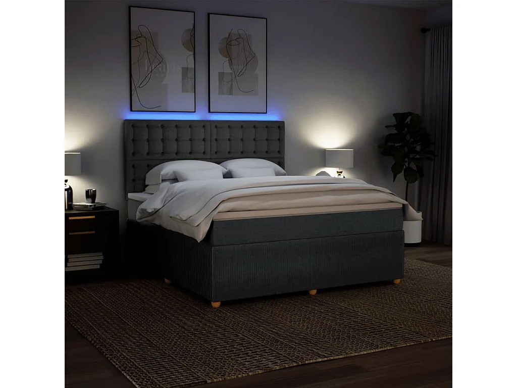 Cama com molas/colchão 180x200 cm tecido cinzento-escuro