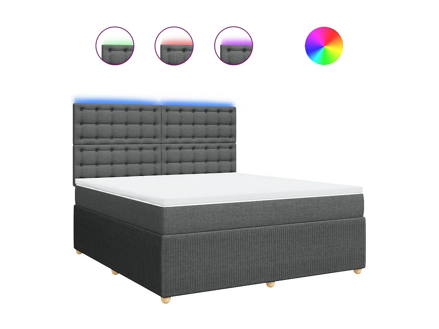 Cama com molas/colchão 180x200 cm tecido cinzento-escuro