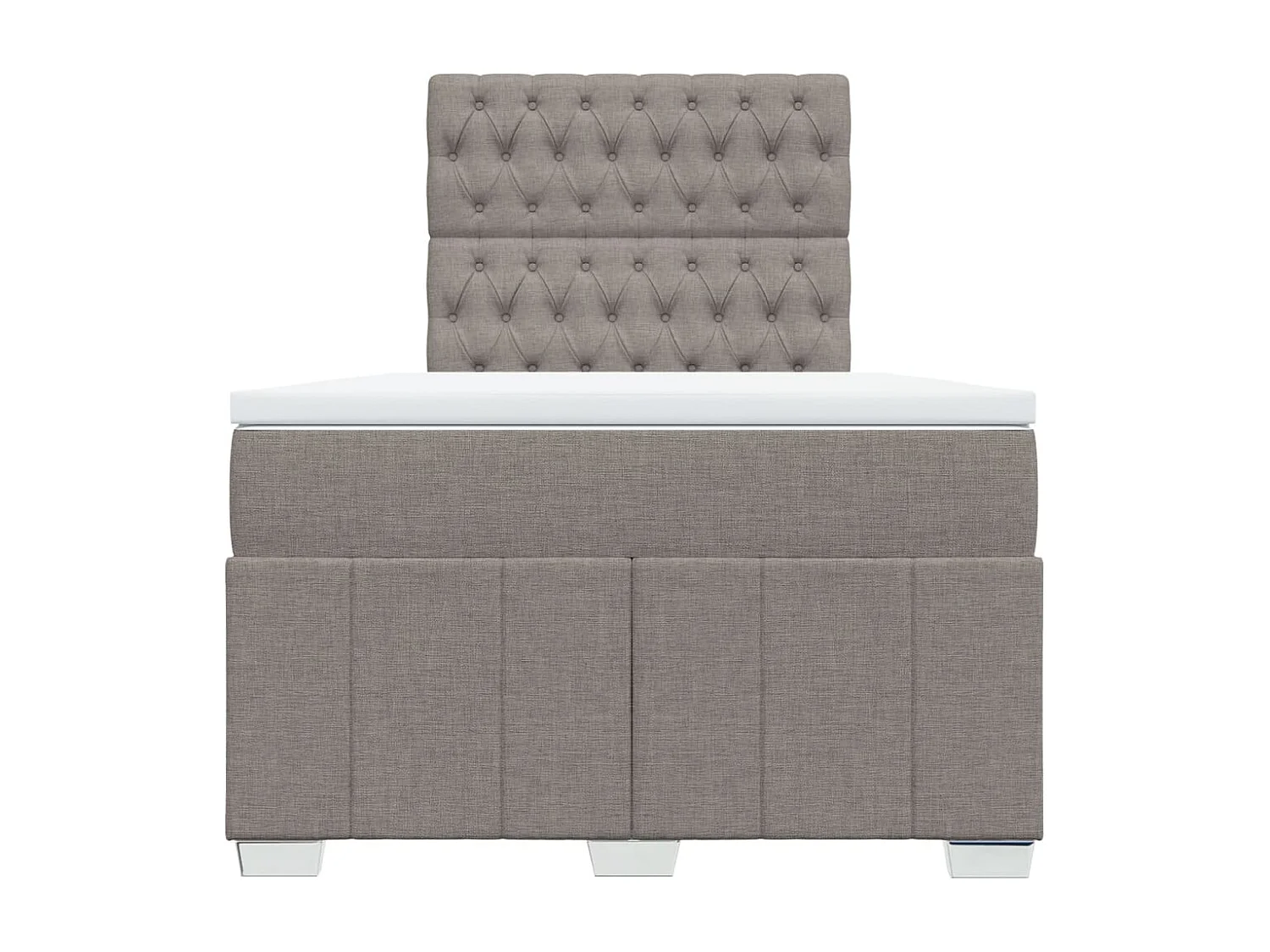 Cama box spring con colchón tela gris taupe 120x200 cm