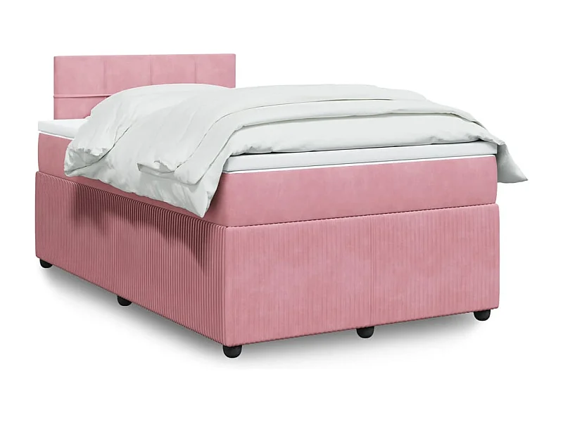Cama box spring con colchón terciopelo rosa 120x190 cm
