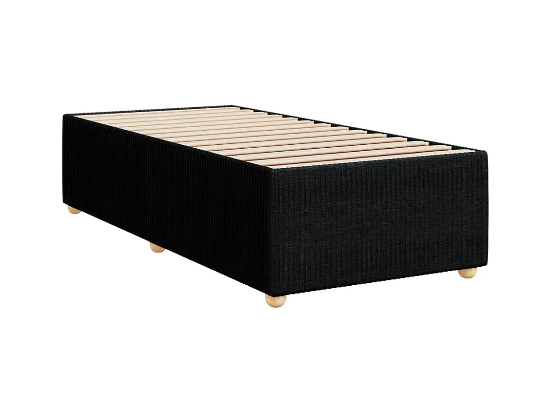 Cama box spring con colchón tela negro 90x200 cm
