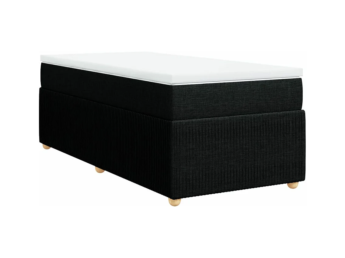 Cama box spring con colchón tela negro 90x200 cm