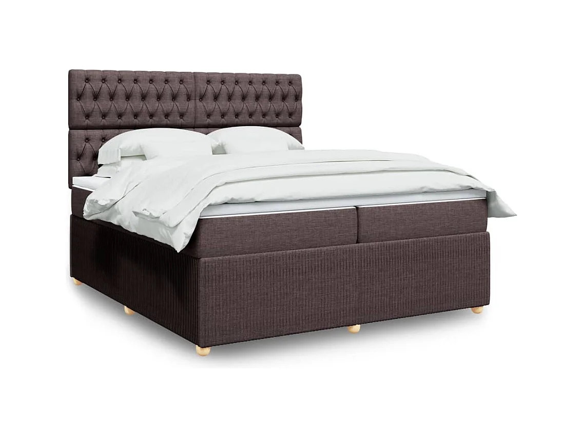 Boxspring met matras stof donkerbruin 200x200 cm