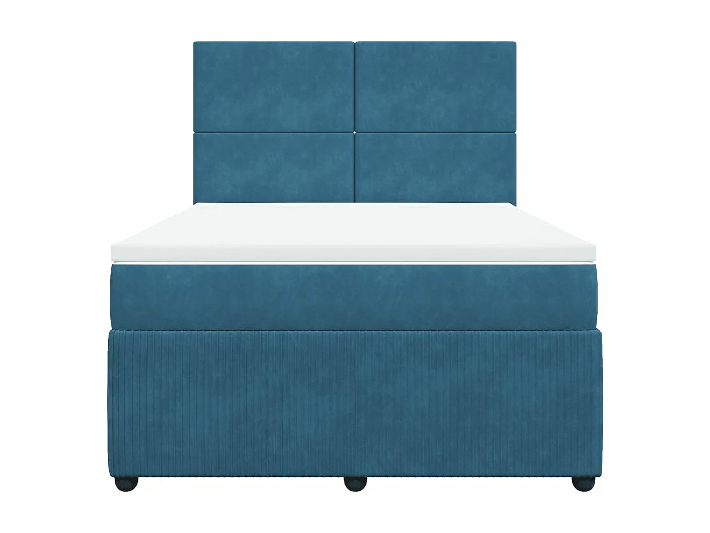 Cama com molas/colchão 160x200 cm veludo azul-escuro