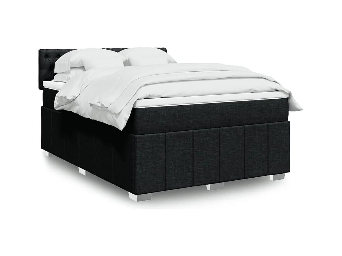 Sommier à lattes de lit avec matelas Noir 140x200 cm Tissu