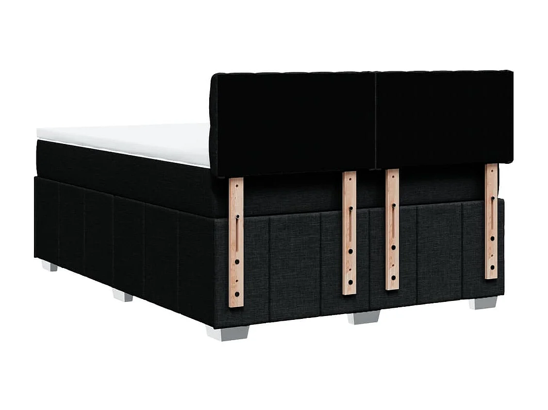 Cama box spring con colchón tela negro 140x200 cm