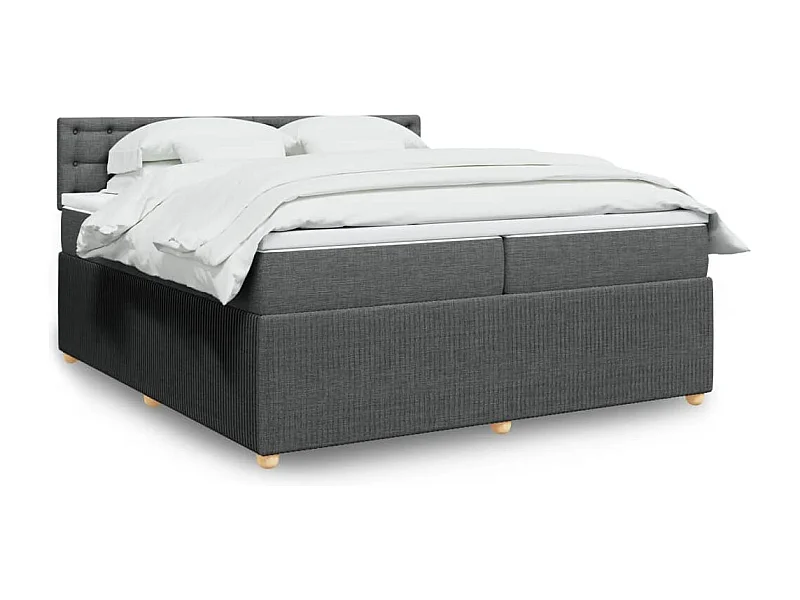 Sommier à lattes de lit avec matelas Gris foncé 200x200cm Tissu