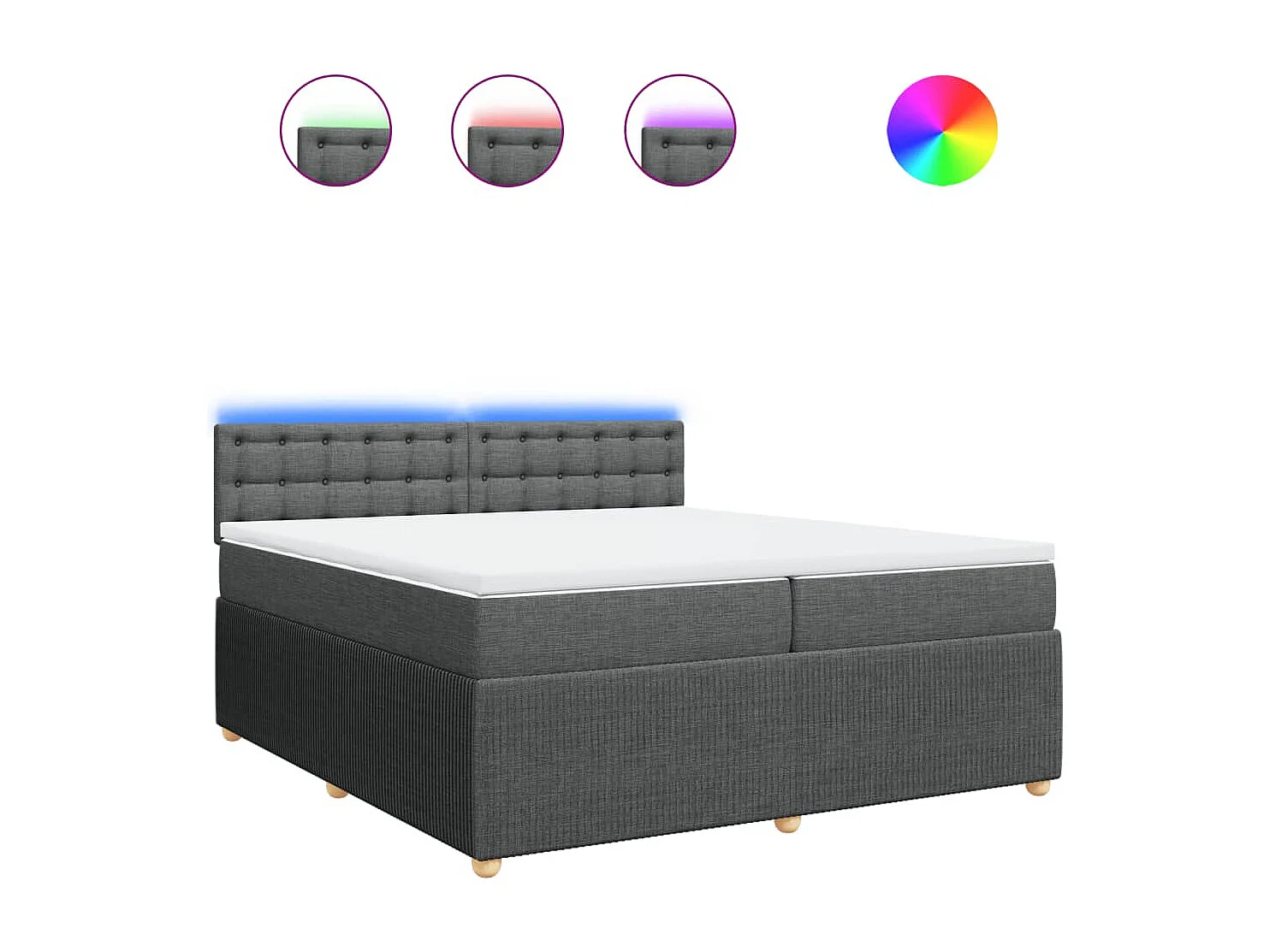 Cama box spring con colchón tela gris oscuro 200x200 cm