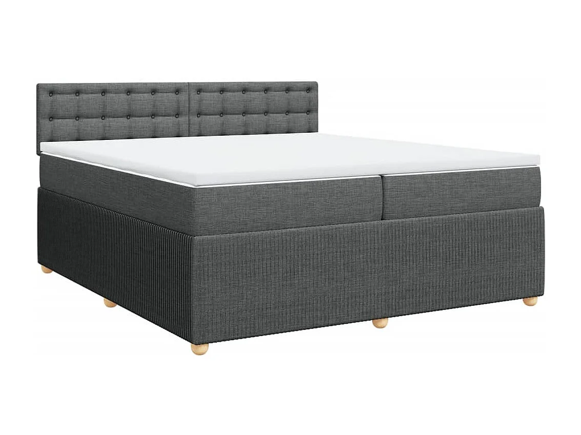 Cama box spring con colchón tela gris oscuro 200x200 cm