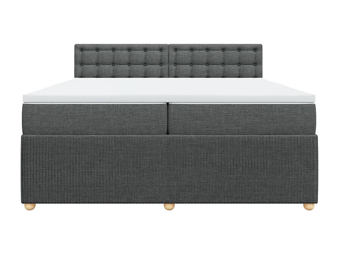 Cama box spring con colchón tela gris oscuro 200x200 cm