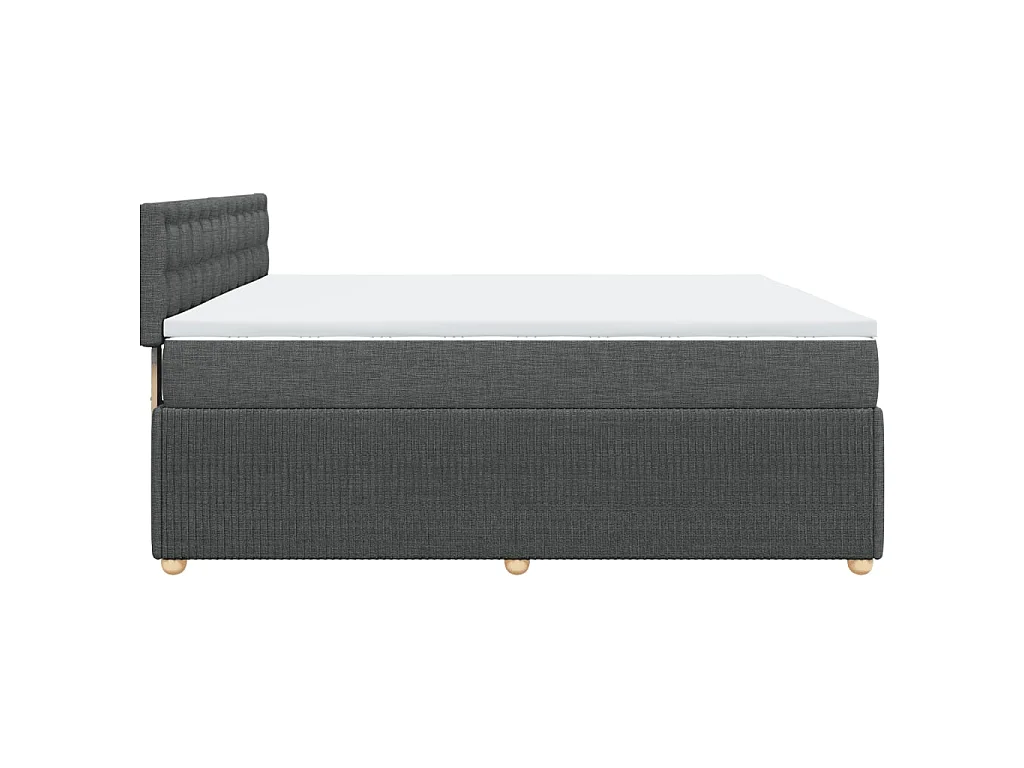 Cama box spring con colchón tela gris oscuro 200x200 cm