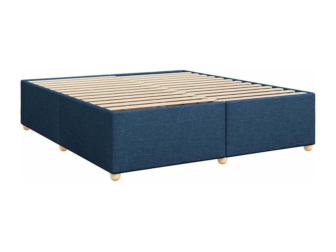 Cama box spring con colchón tela azul 200x200 cm