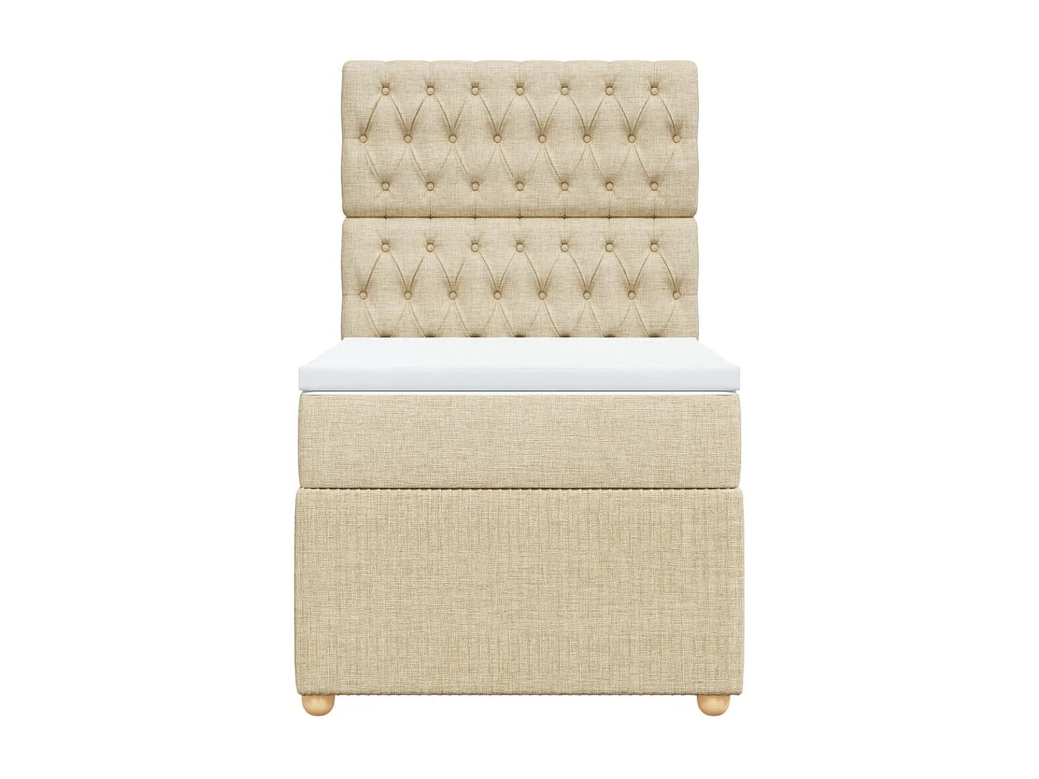 Cama box spring con colchón tela color crema 90x200 cm