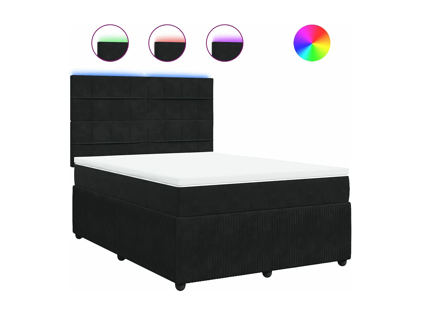 Sommier à lattes de lit avec matelas Noir 140x200 cm Velours