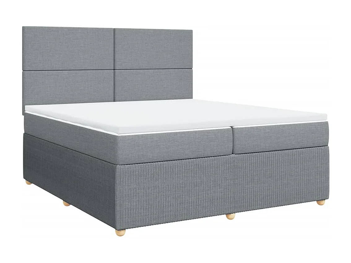 Sommier à lattes de lit avec matelas Gris clair 200x200cm Tissu