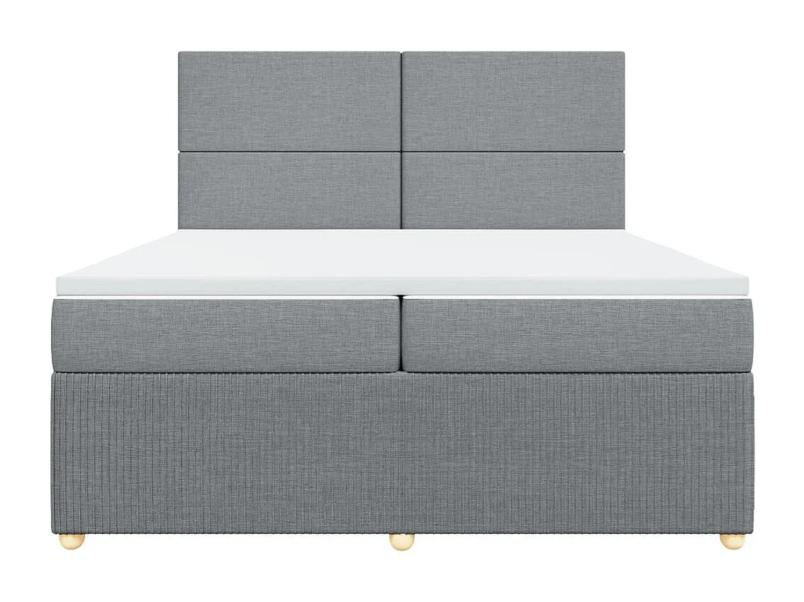Sommier à lattes de lit avec matelas Gris clair 200x200cm Tissu