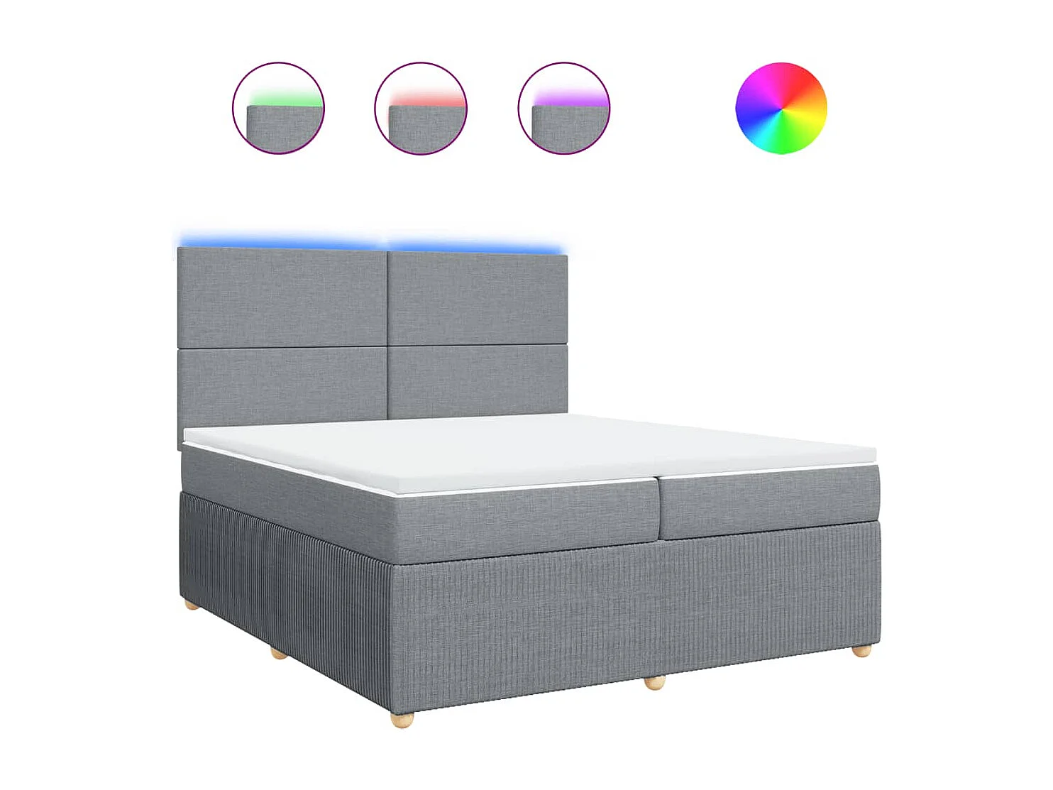 Cama box spring con colchón tela gris claro 200x200 cm