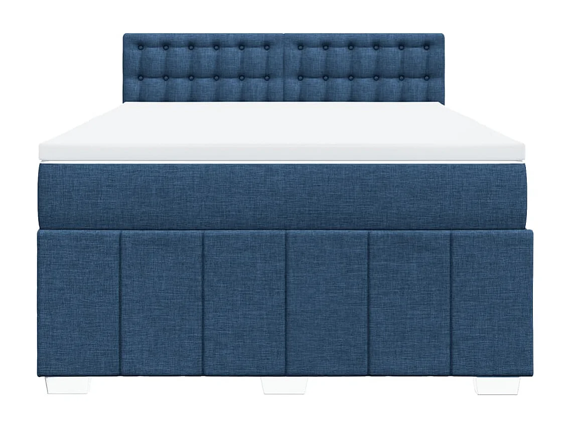 Cama box spring con colchón tela azul 160x200 cm