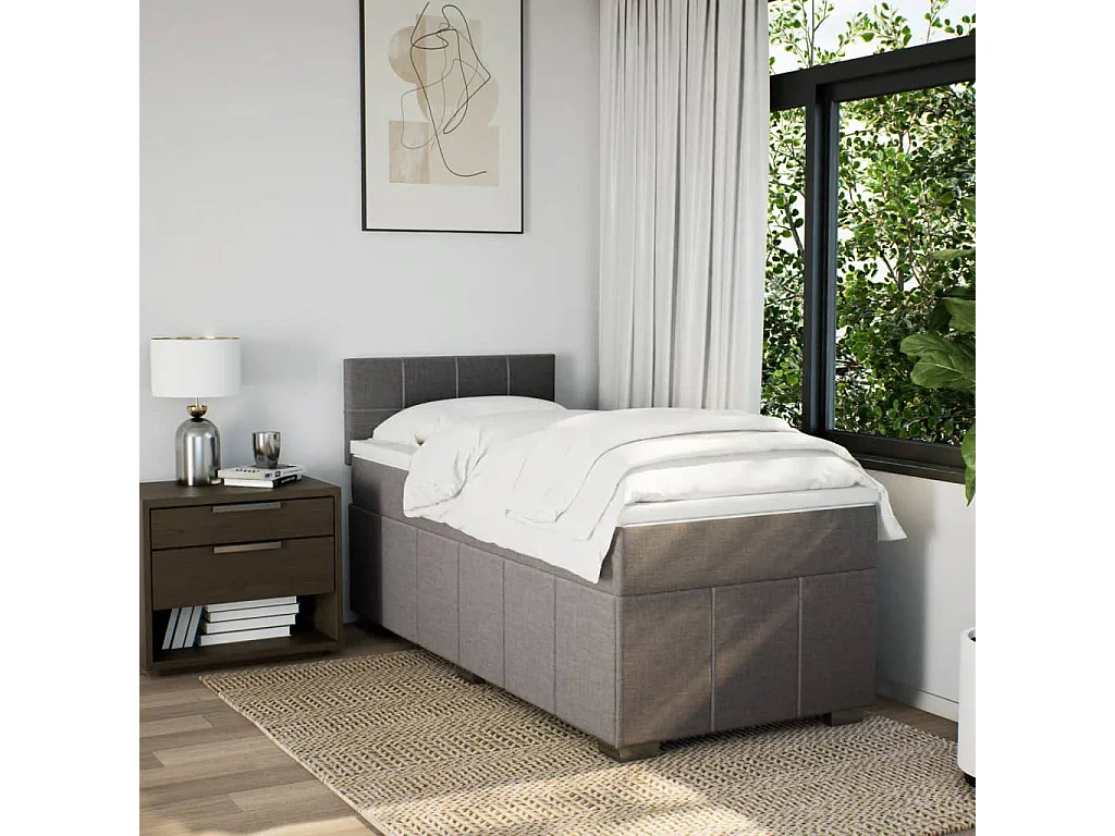 Sommier à lattes de lit avec matelas Taupe 90x190 cm Tissu