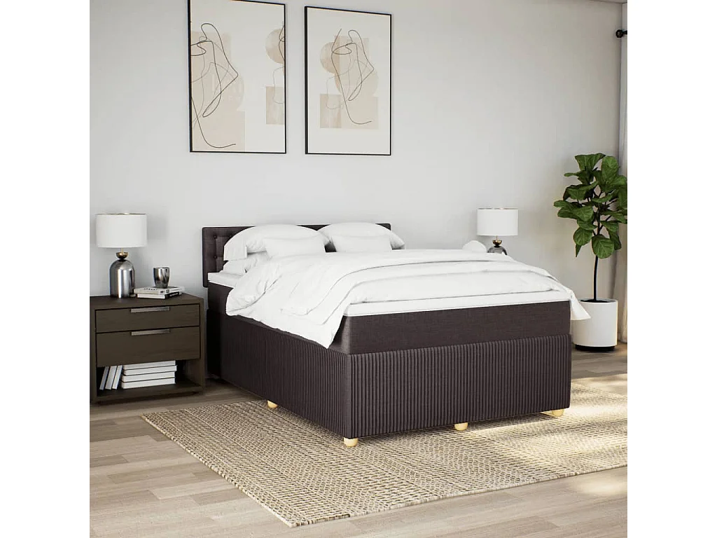 Sommier à lattes de lit avec matelas Marron foncé 140x200 cm