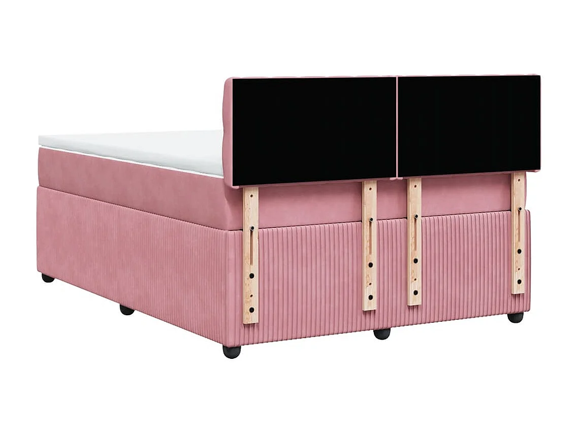 Cama box spring con colchón terciopelo rosa 140x190 cm