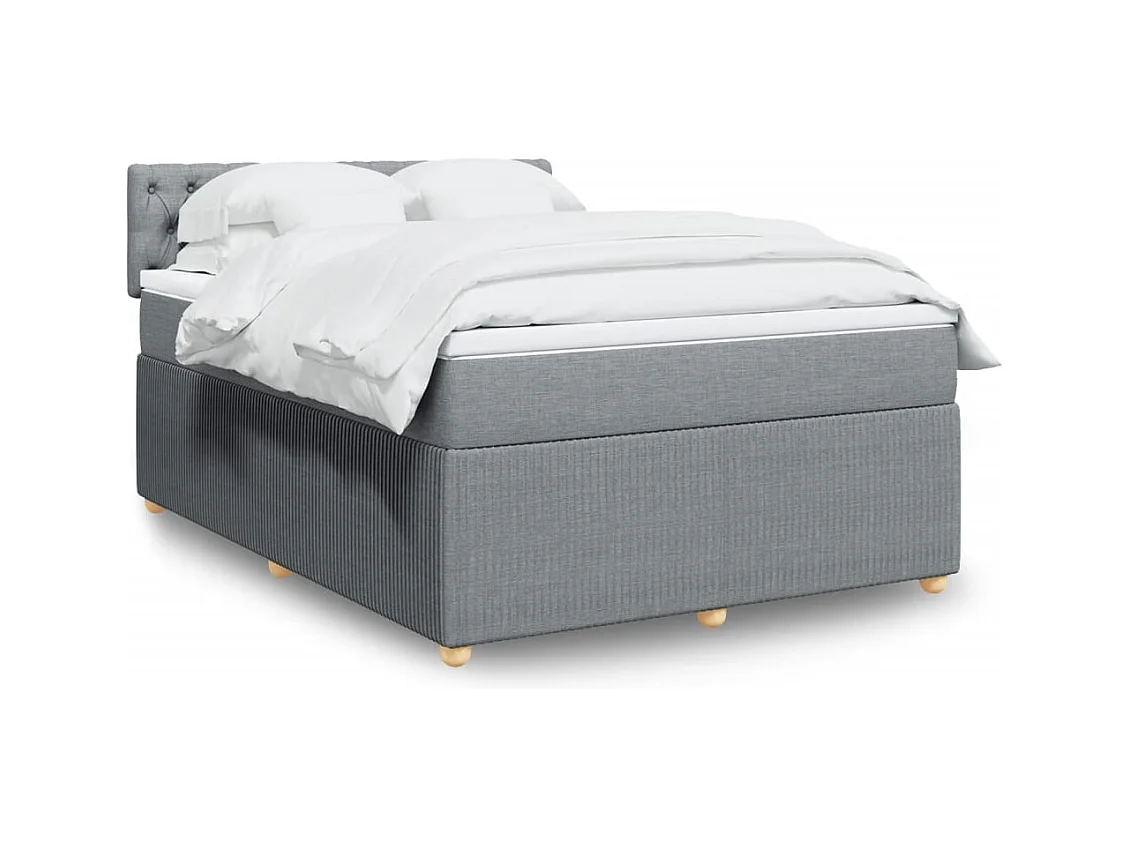 Cama com molas/colchão 140x190 cm tecido cinzento-claro
