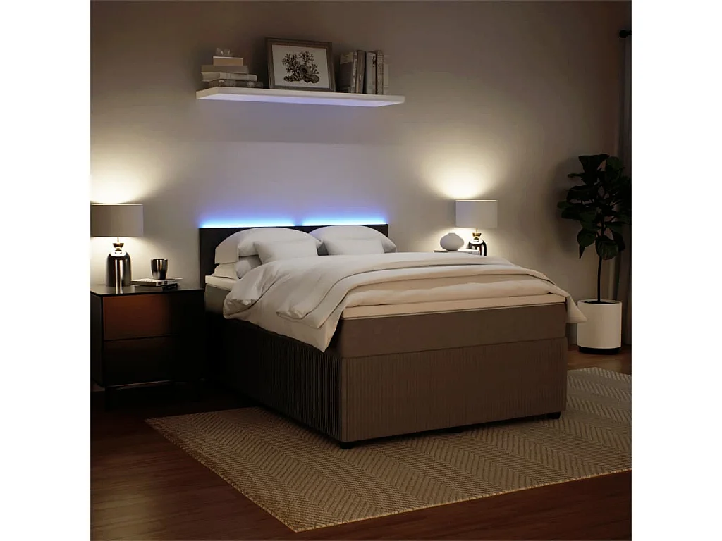 Boxspring met matras fluweel lichtgrijs 140x190 cm