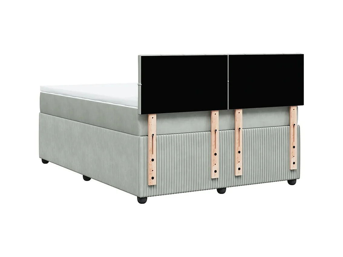 Boxspring met matras fluweel lichtgrijs 140x190 cm