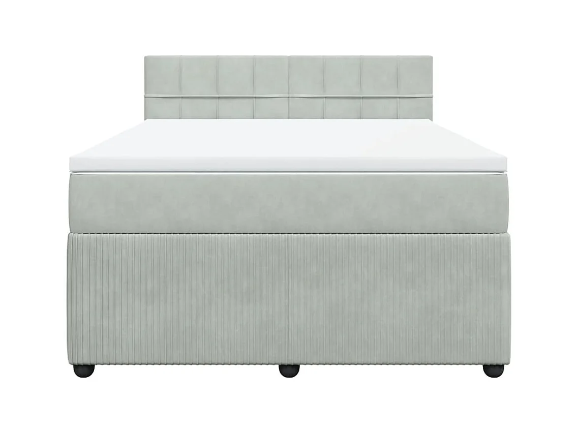 Cama com molas/colchão 140x190 cm veludo cinzento-claro