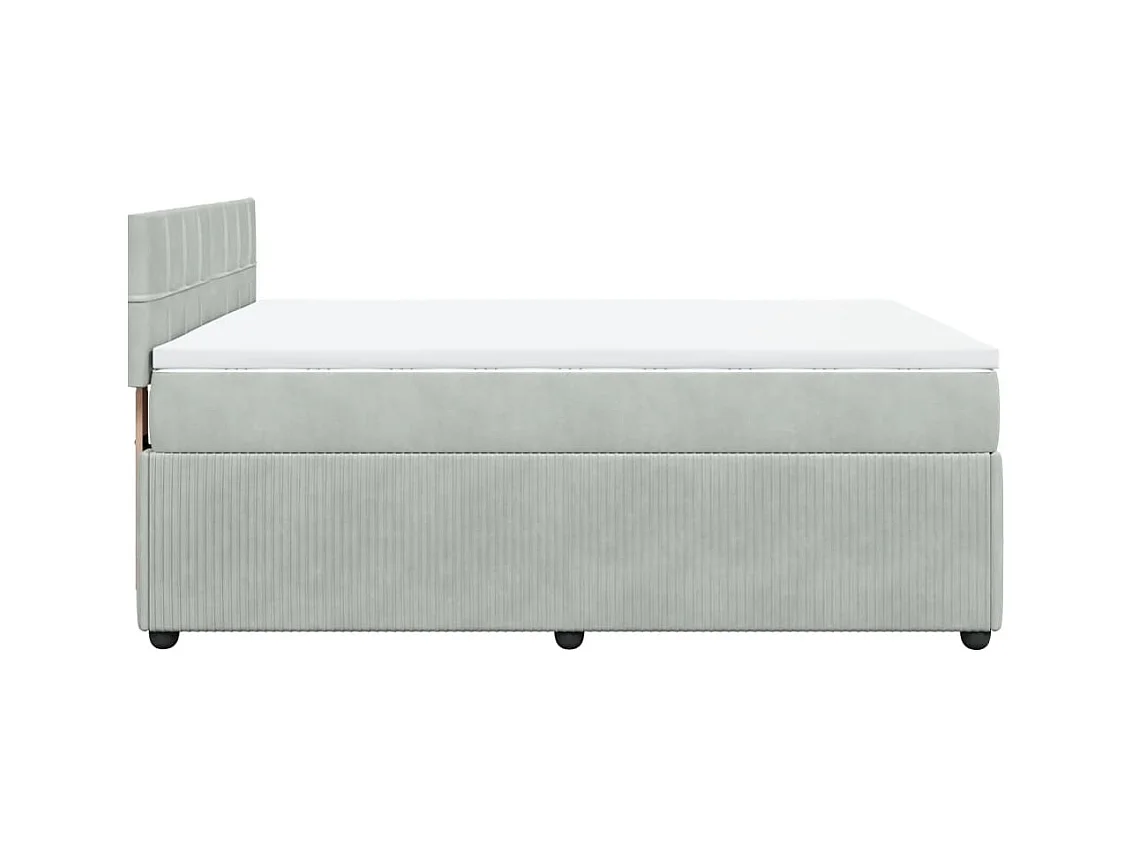 Cama com molas/colchão 140x190 cm veludo cinzento-claro