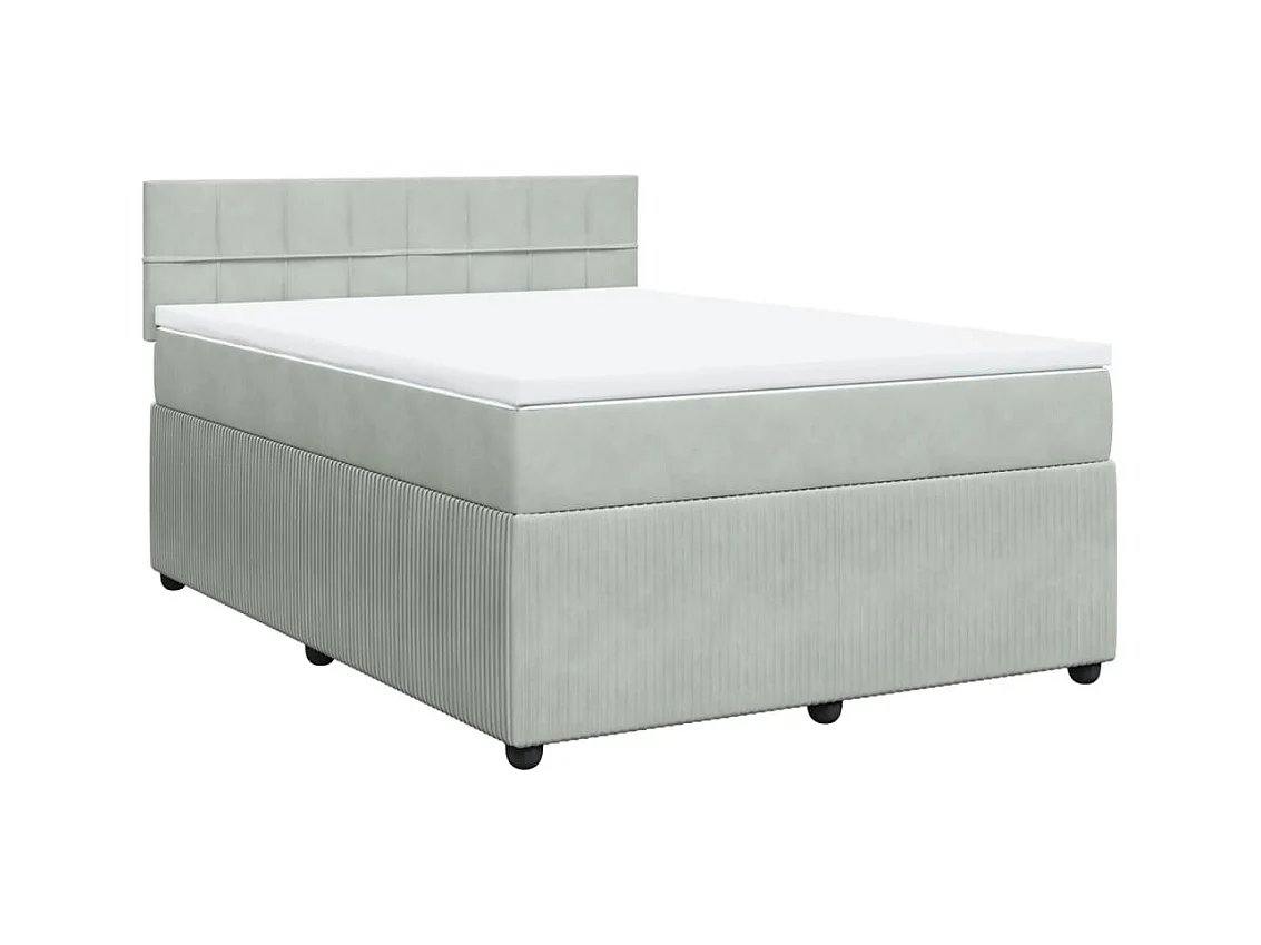 Cama com molas/colchão 140x190 cm veludo cinzento-claro