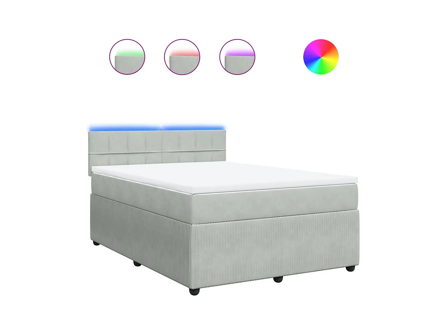 Cama com molas/colchão 140x190 cm veludo cinzento-claro