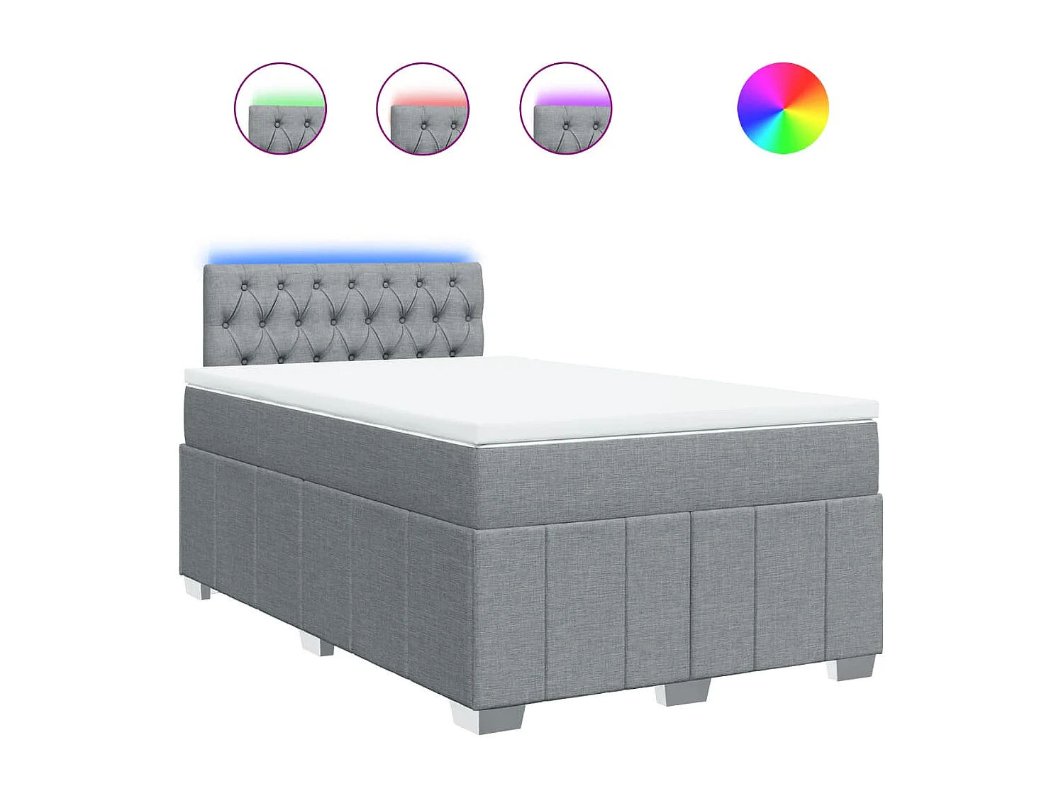 Cama boxspring com colchão 120x190 cm tecido cinzento-claro