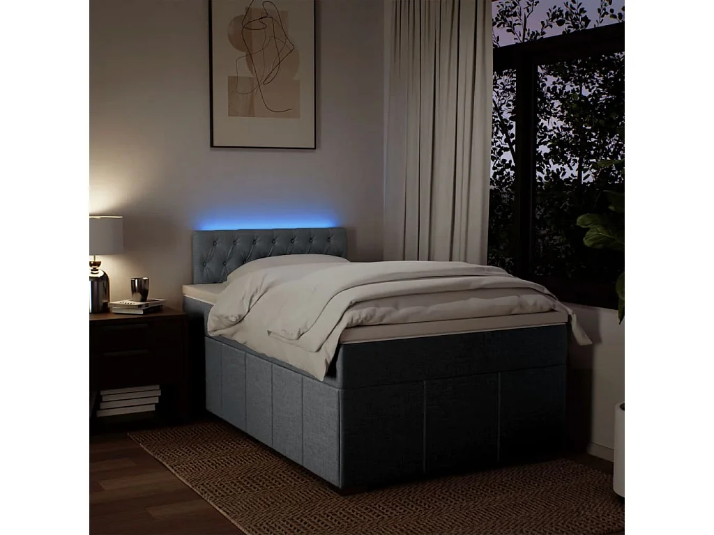 Cama boxspring com colchão 120x190 cm tecido cinzento-claro