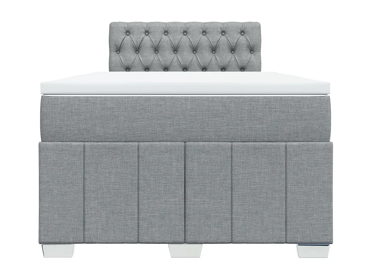 Cama boxspring com colchão 120x190 cm tecido cinzento-claro