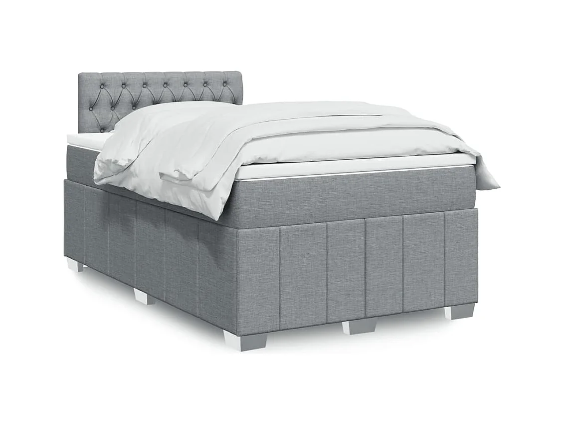 Sommier à lattes de lit et matelas gris clair 120x190 cm tissu