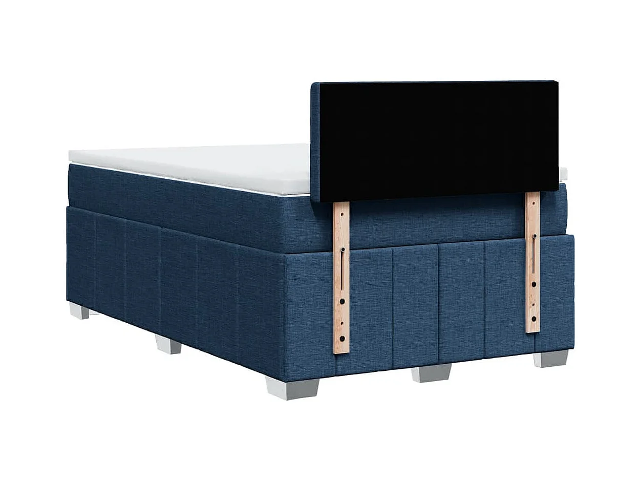 Cama box spring con colchón tela azul 120x190 cm