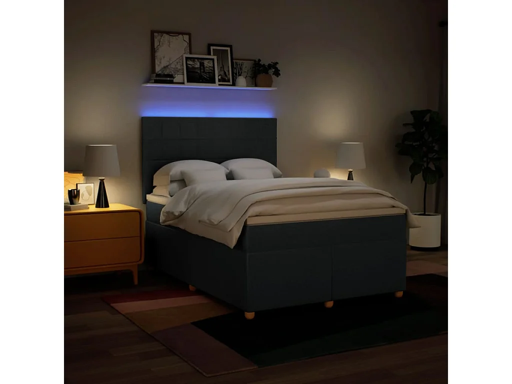 Boxspring met matras stof blauw 140x200 cm