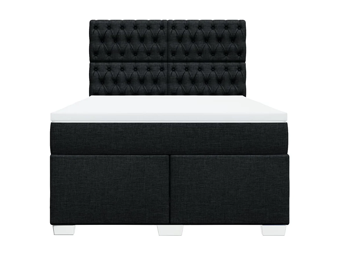Cama box spring con colchón tela negro 160x200 cm