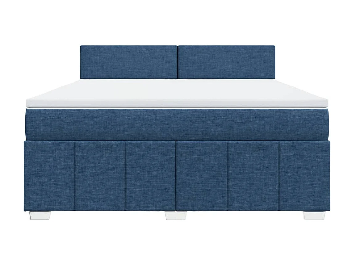 Cama box spring con colchón tela azul 180x200 cm
