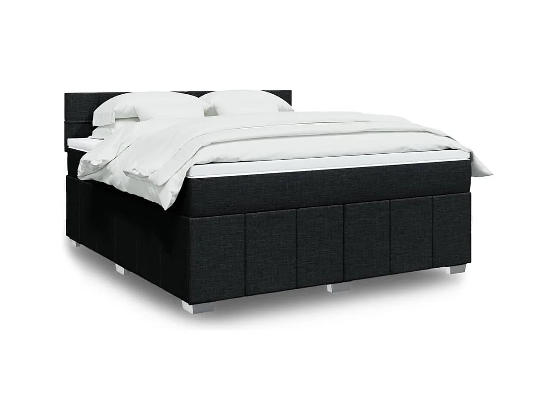 Sommier à lattes de lit avec matelas Noir 180x200 cm Tissu