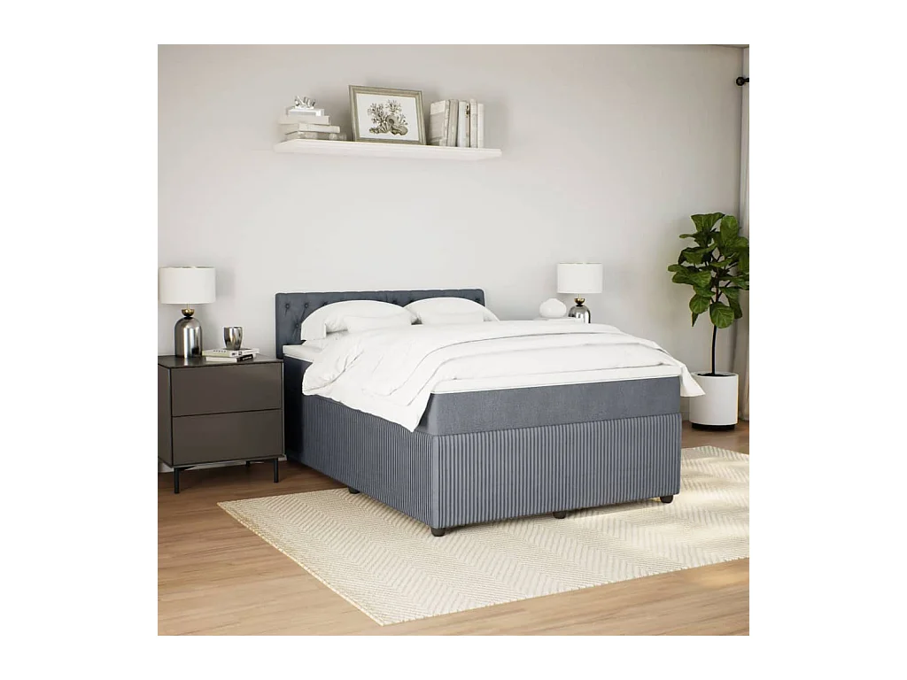 Sommier à lattes de lit et matelas Gris foncé 160x200cm Velours