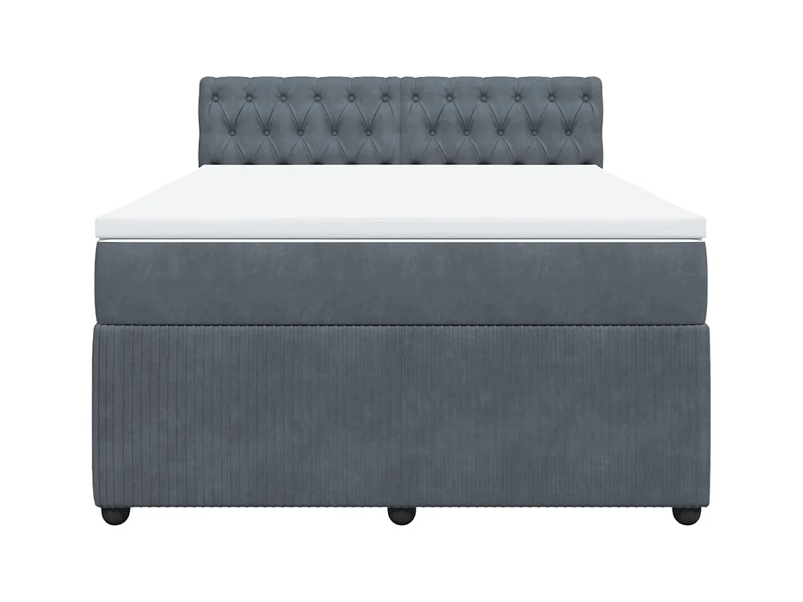 Sommier à lattes de lit et matelas Gris foncé 160x200cm Velours