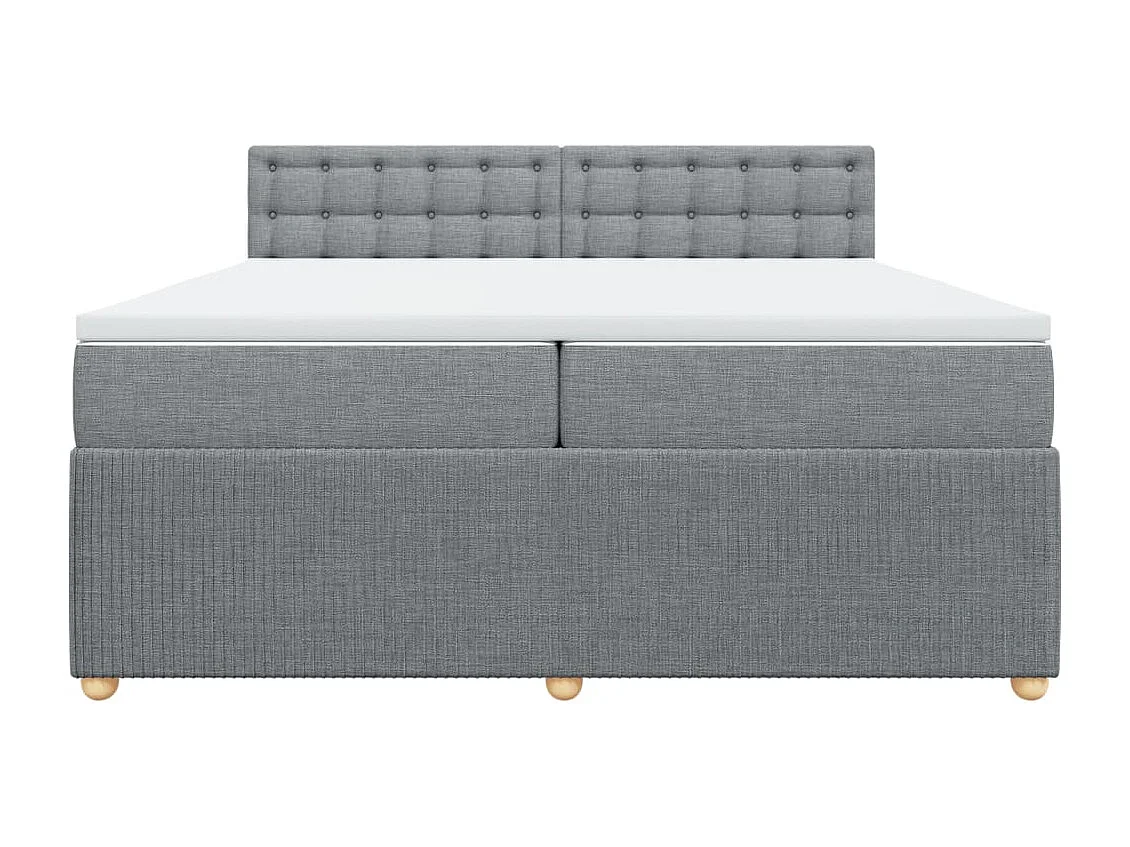 Cama com molas/colchão 200x200 cm tecido cinza-claro